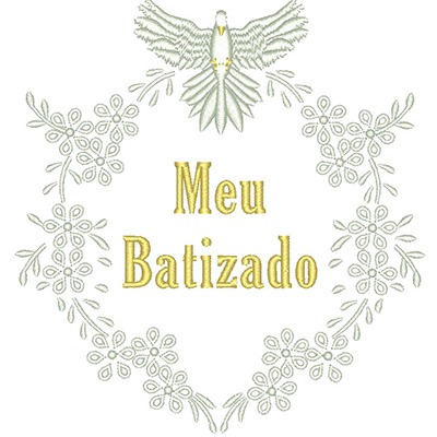 Matriz de matriz Matriz De Bordado Meu Batizado Divino Floral 2